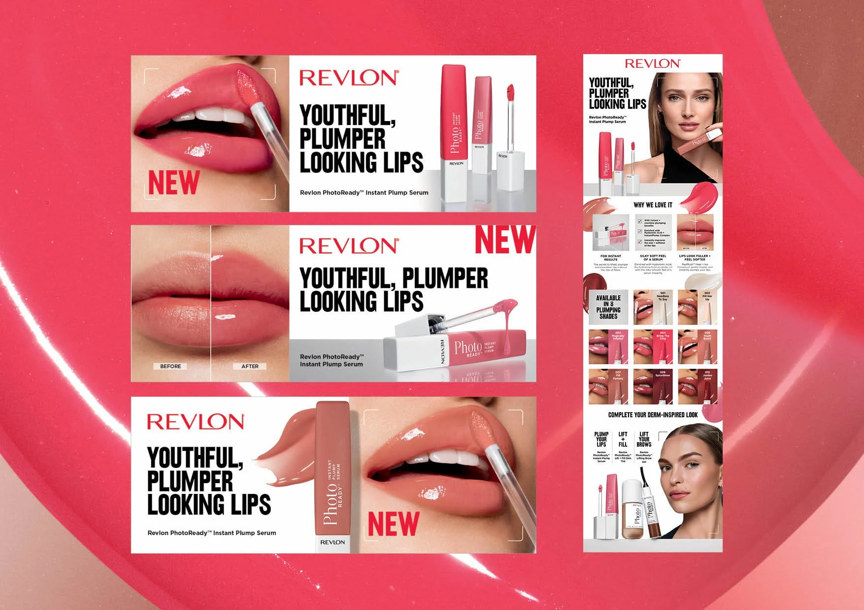  💋💧Perfect Pout - Showcasing our NEW PhotoReady Instant Plump Serum creative campaign now live! Print advertising, point of sale and merchandising design, PR and&nbsp;digital creative&nbsp; @evakossoffdesigns &nbsp;xo 