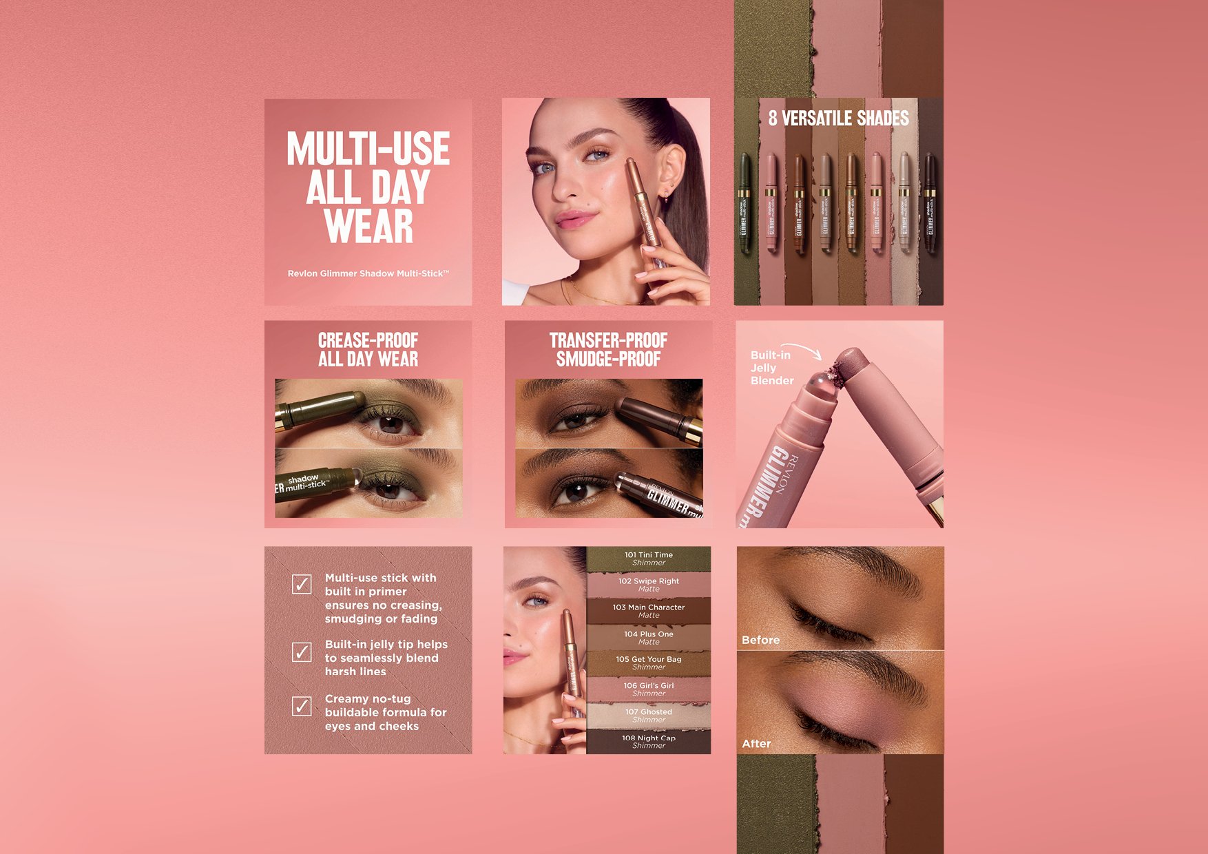  Eye spy… 👁️🔍✨ The new Revlon Glimmer Shadow Multi-Stick&nbsp;creative campaign. From concept through to rollout -&nbsp;print advertising, point of sale, merchandising and digital creative&nbsp;for the latest Revlon eye launch. A little shimmer. A 