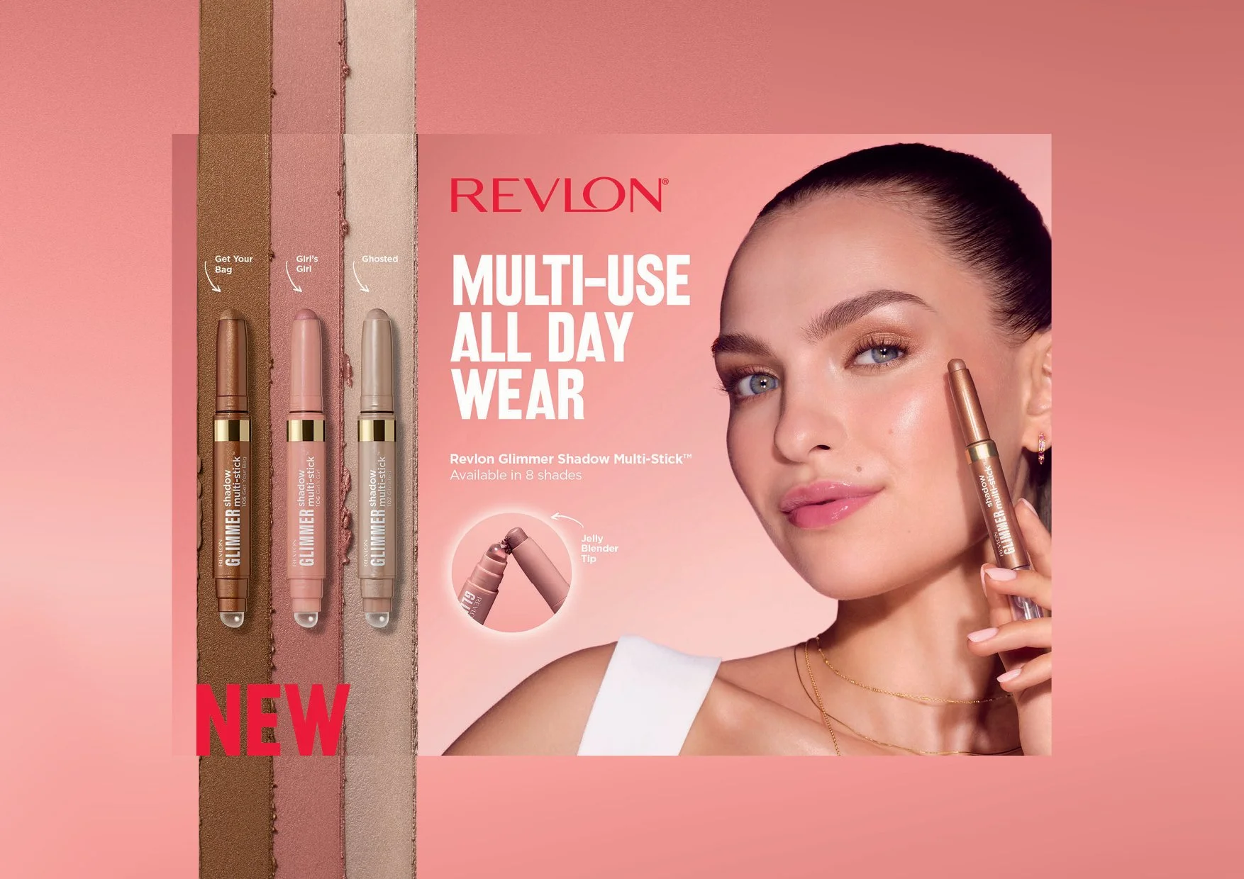 Eye spy… 👁️🔍✨ The new Revlon Glimmer Shadow Multi-Stick&nbsp;creative campaign. From concept through to rollout -&nbsp;print advertising, point of sale, merchandising and digital creative&nbsp;for the latest Revlon eye launch. A little shimmer. A 