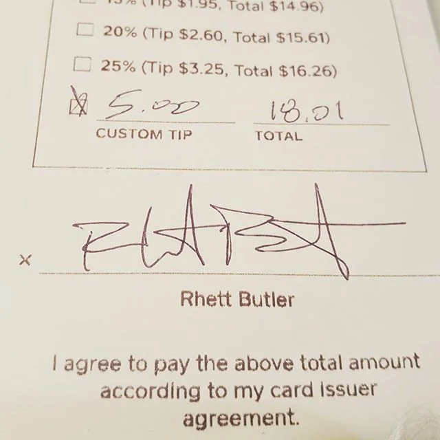 No freakin way. Rhett Butler was in last night and no one noticed! Oh well, at least we got his autograph. #therealrhettbutler #franklymydearidontgiveadamn