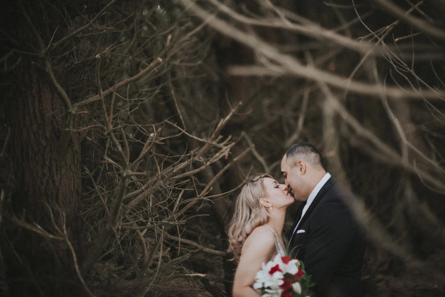 Bride and Groom enjoying a quiet moment together during wedding photos