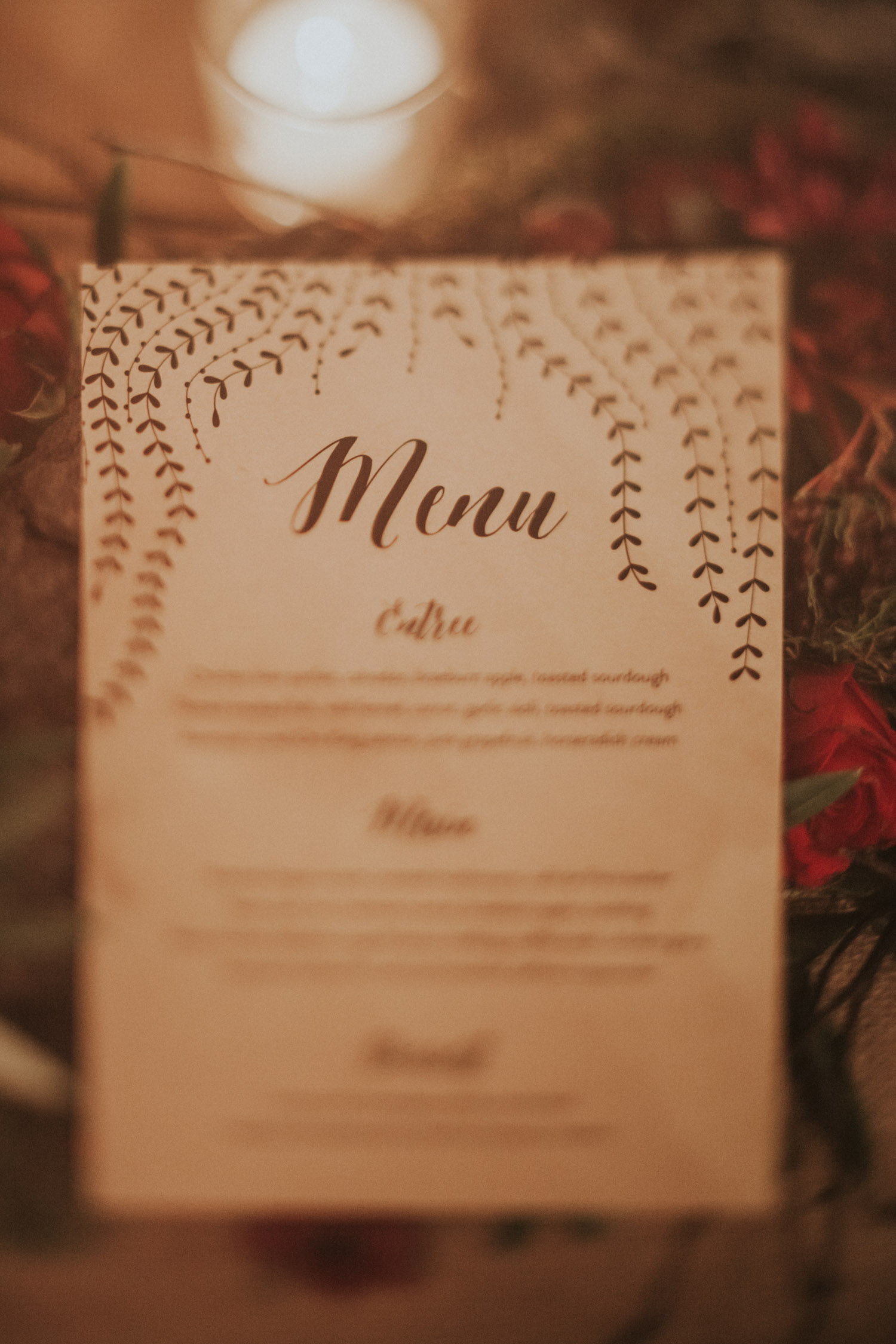 wedding reception menu