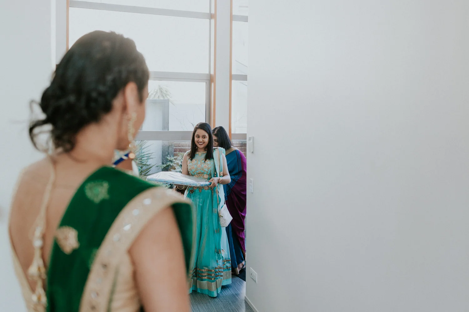 Guests arriving to Indian engagement ceremony