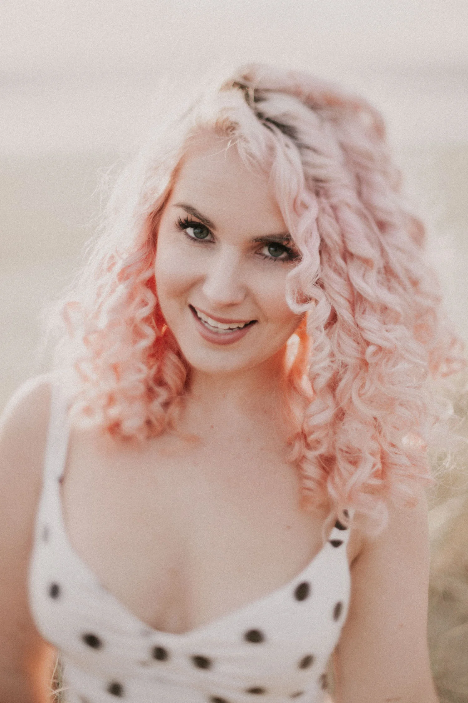 Styled pink hair