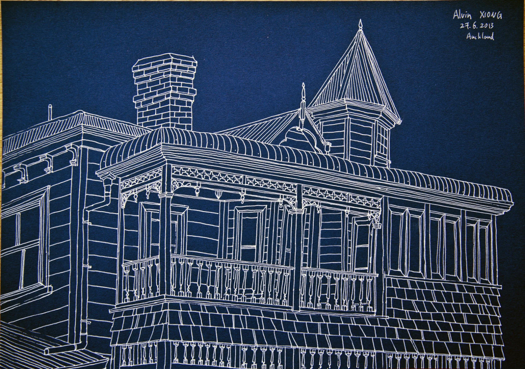 'One' gel pen on colour paper year: 2013 size: A4 finalist in The Trust Art & Sculpture Award 2013, Corban Estate Arts Centre, Auckland, NZ SOLD, donated for charity auction in Child Cancer foundation Art Auction 2013, Hamilton, NZ