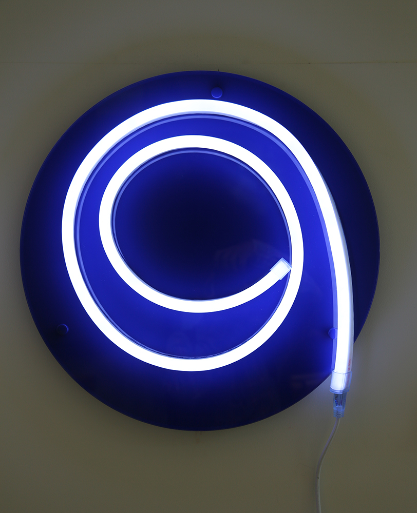 'I' Light Emitting Diodes , plexiglass, vinyle year: 2015 size: 500 mm circle