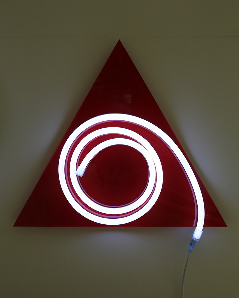 'He' Light Emitting Diodes, plexiglass, vinyle year: 2015 size: 500 mm triangle SOLD