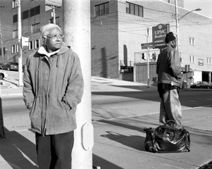 LaToya Ruby Frazier, G randma Ruby and U.P.M.C Braddock Hospital on Braddock Avenue , 2007. Gelatin silver photograph, 20 x 25 in. Courtesy of the artist © LaToya Ruby Frazier.