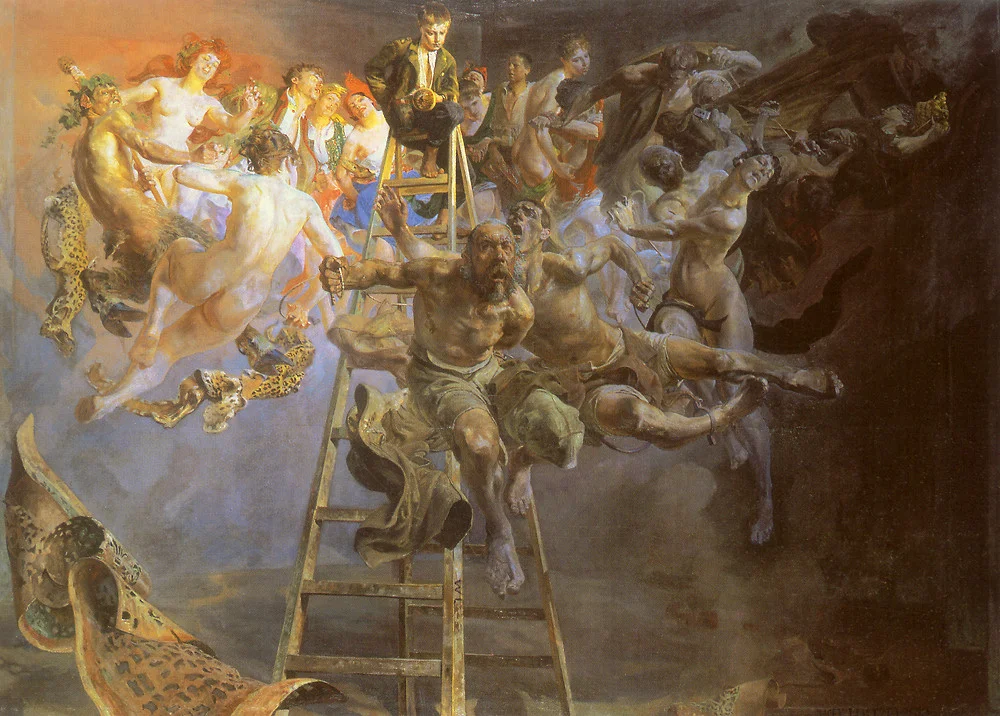 Vicious circle - Jacek Malczewski , 1895-1897, from http://uploads6.wikiart.org/images/jacek-malczewski/vicious-circle-1897.jpg!xlMedium.jpg