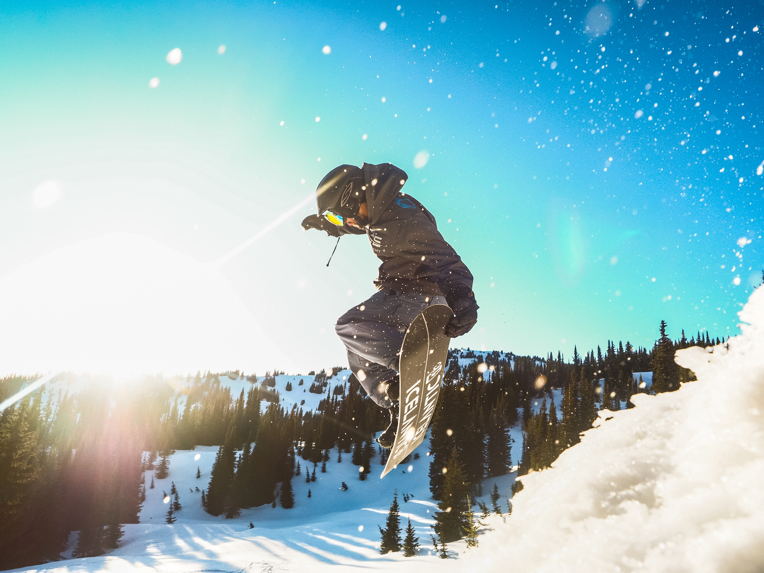 Matt nailing a grab on a backcountry jump in B.C., Canada. 
