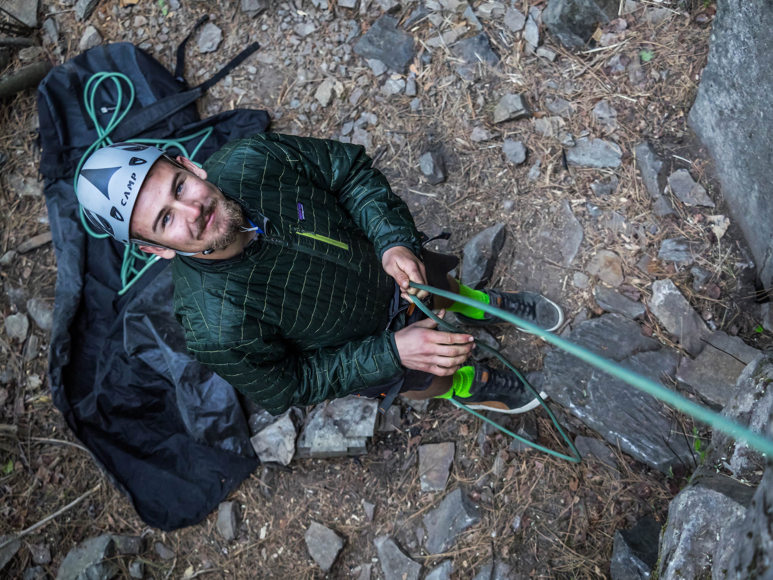 Timmy belaying another RIDGE student athlete during a RIDGE spring climbing trip.