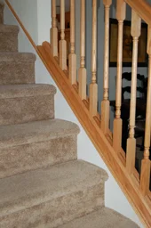 Carpet Stairs w/Oak Railing