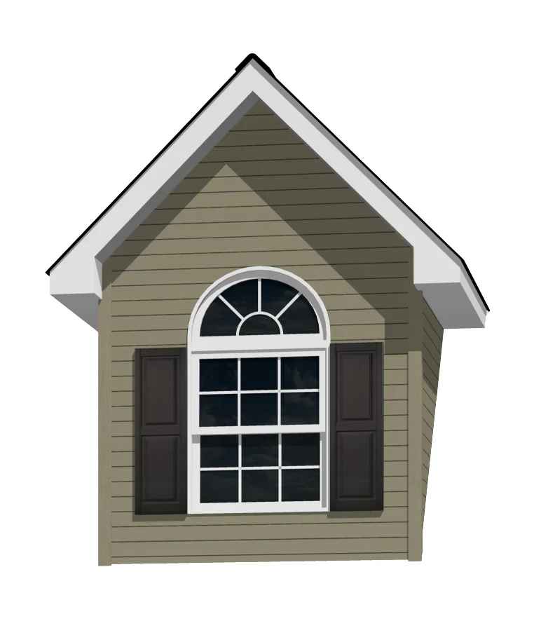 7' Doghouse Dormer for a 12-12 pitch roof with 3040 circle top window