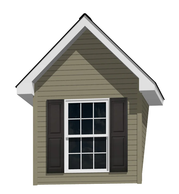 7' Doghouse Dormer for a 12-12 Pitch Roof with a 3046 Window and Shutters