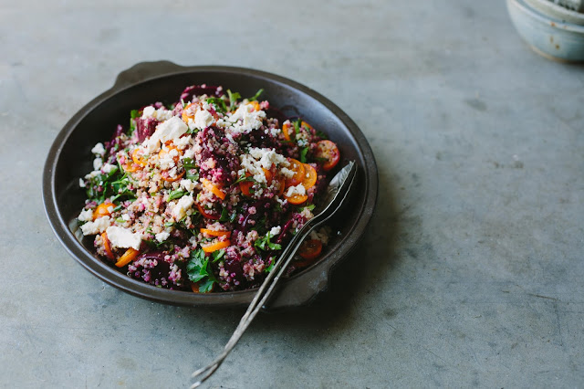 this yummy salad has all of my favorite winter vegetables in it; beet, cumquats, quinoa, yum! find the recipe here !