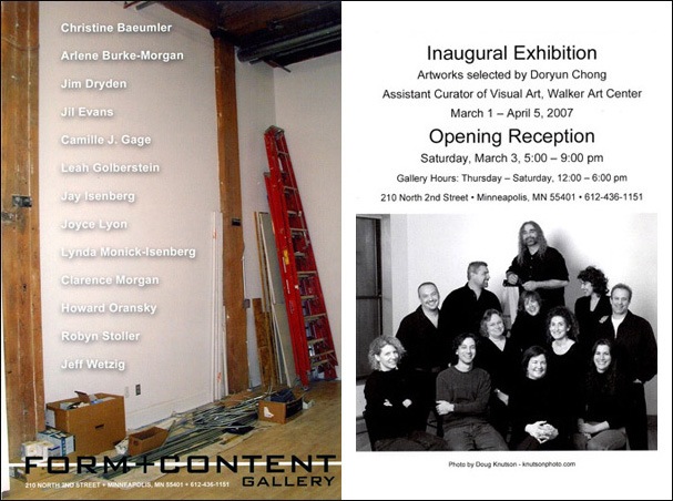 Form + Content Gallery Inaugural Exhibition Postcard- March 2007
