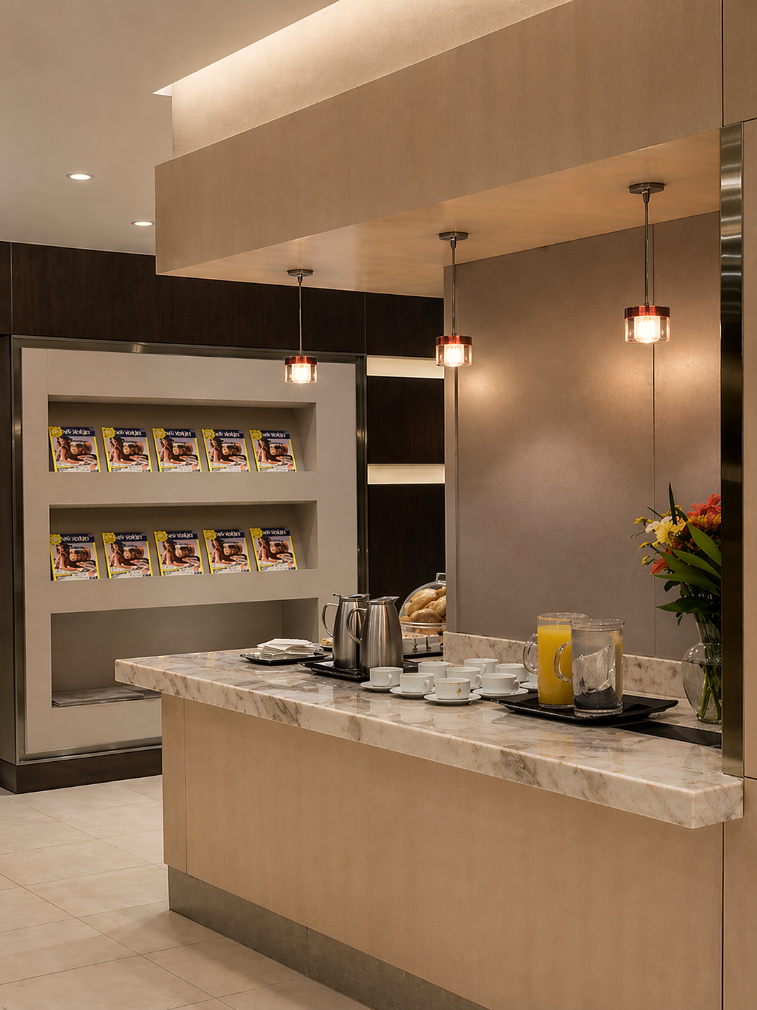 American Airlines Admirals Club JFK Buffet Airport Lounge Design