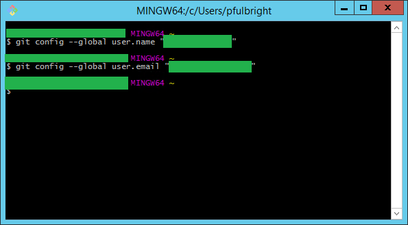 git config --global user.name "Bob Dole" git config --global user.email "user@email.com"