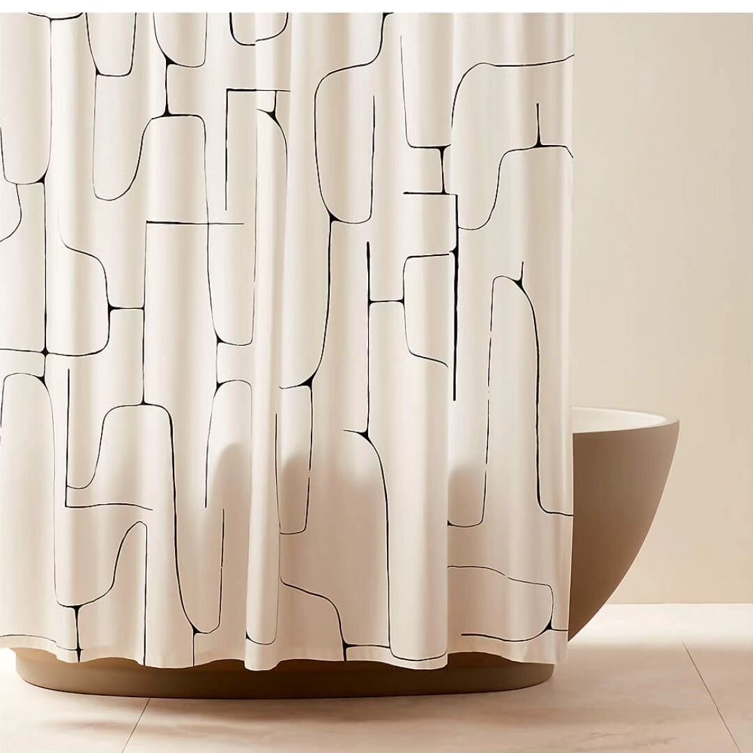 NEW NEW NEW! From @namavaridesigns for @cb2 
FALAZO ORGANIC COTTON IVORY AND BLACK ABSTRACT SHOWER CURTAIN 72&quot;

#namavari #printhappiness #textiledesign #textilart #surfacedesign #surfaceart #patterndesign #blackandwhite #monochrome #abstractart