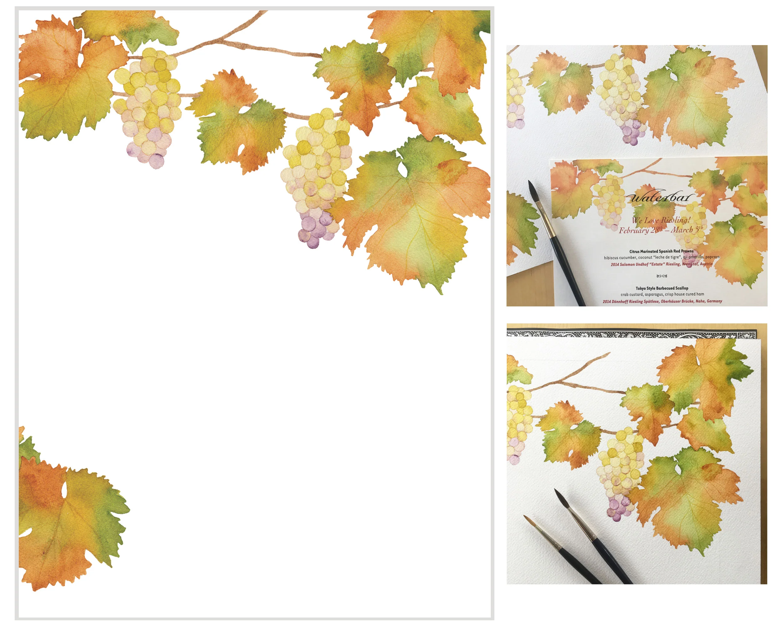  Riesling tasting menu designed for Waterbar, 81/2" x 11" 