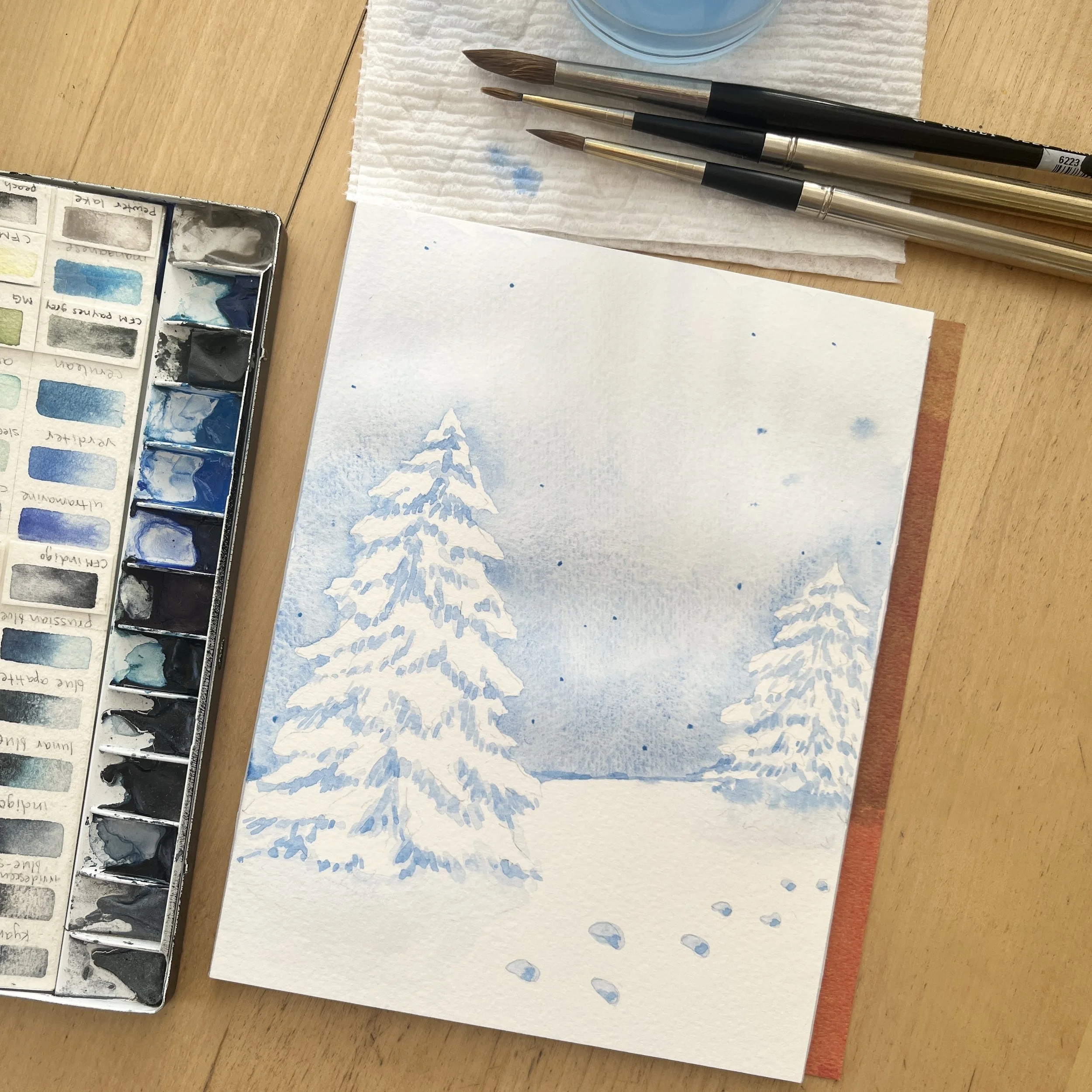 Snowy Trees! Online Class on Thursday November 6th // 5pm - 6:30pm