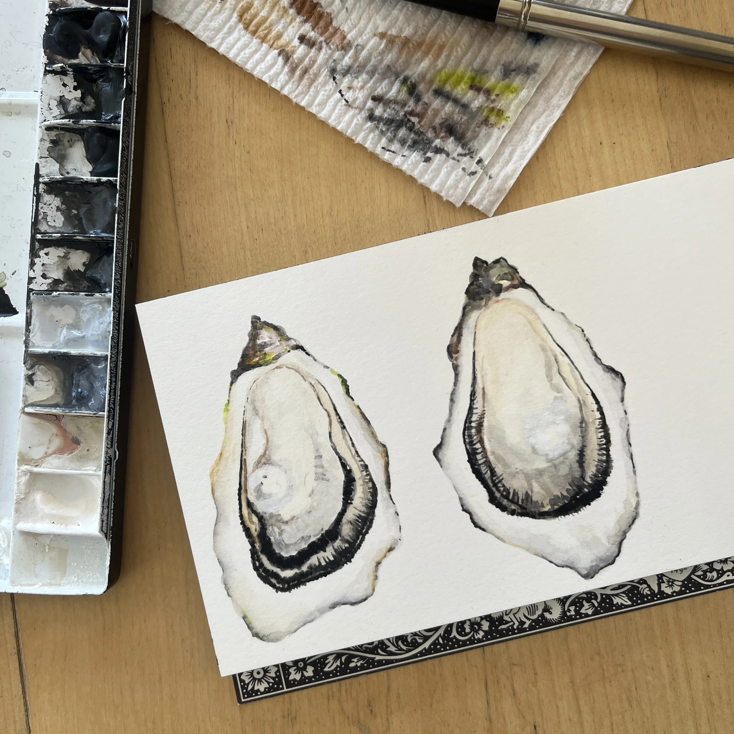 Painting Oysters: Online Class on Wednesday, March 19 // 5:00-6:30pm 