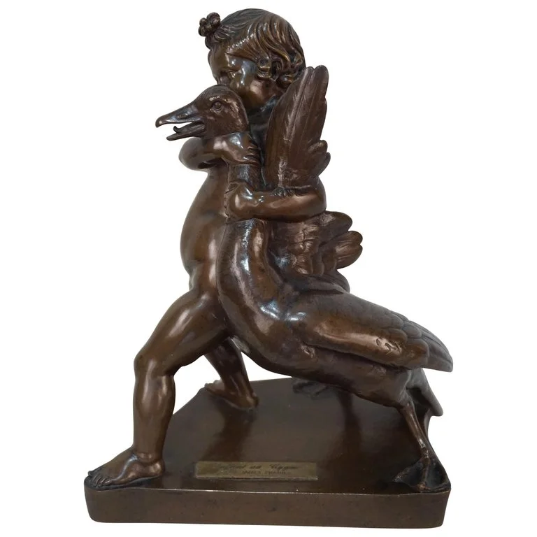 Child Is Playing with Swan, Bronze by James Pradier Barbedienne Foundry.jpg
