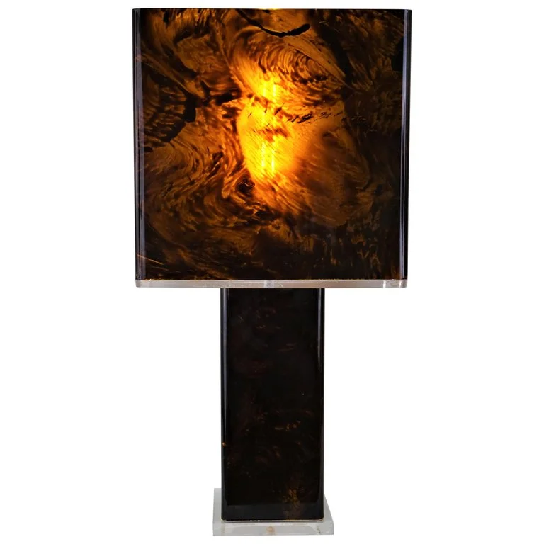 Italian 1970s Tortoise Shell Table Lamp in Style of Willy Rizzo.jpg