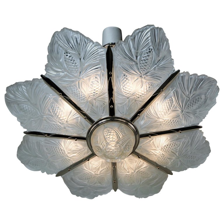 Set of Three Large Art Deco Chandeliers by Sabino.jpg