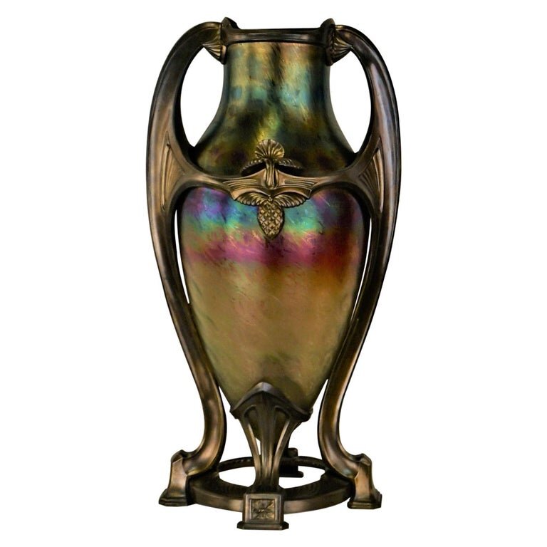 Art Nouveau/Art Deco Large Loetz Glass Vase With Patinated Bronze Finished  Base - Lu913616896841 — Artisan Lamp