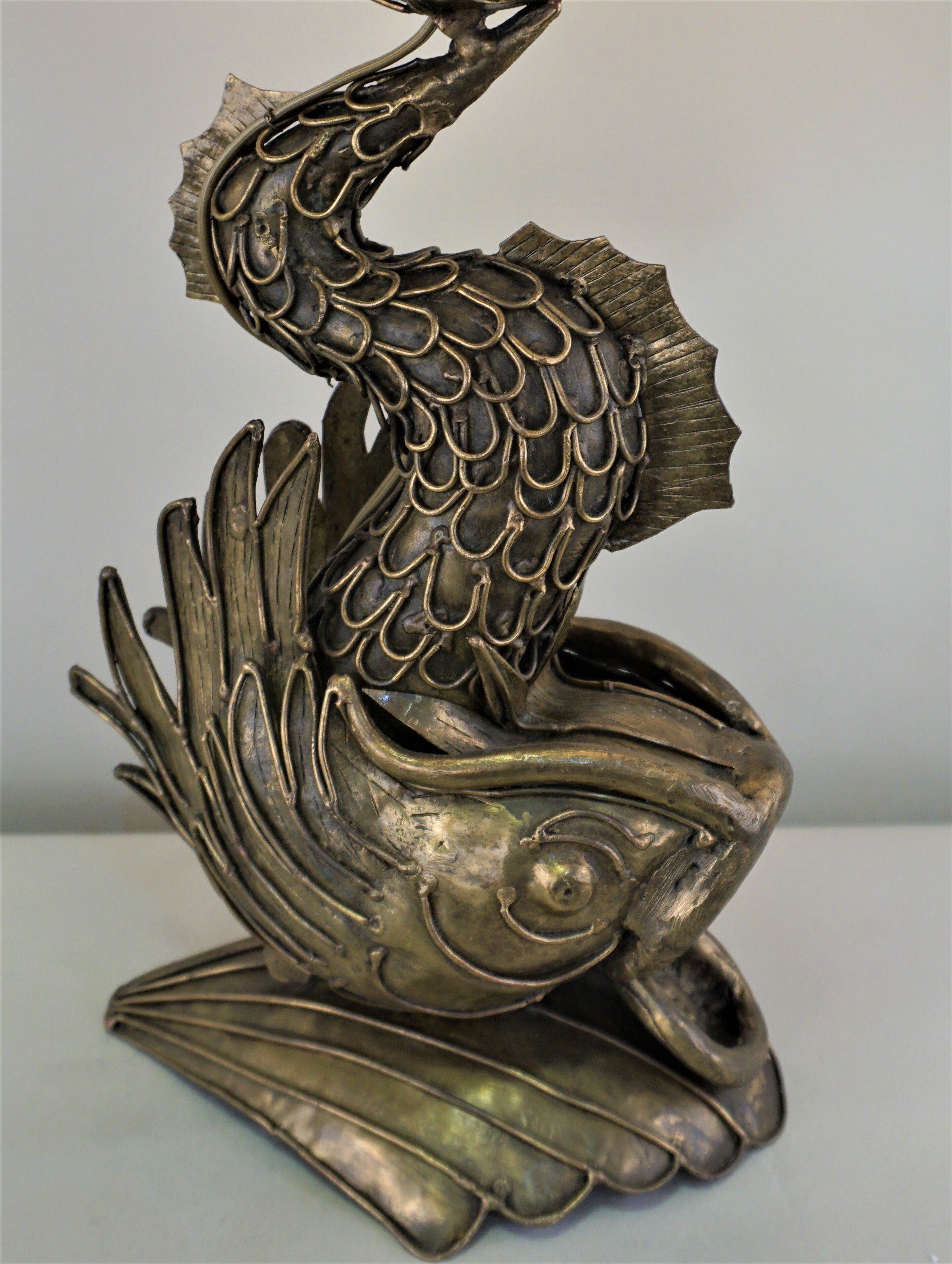Handcrafted Bronze Dolphin Table Lamp, Bronze Dolphin Table Lamp