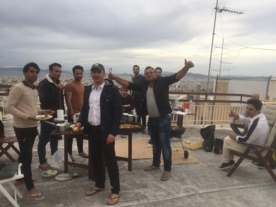 A rooftop barbecue. Whatever the location, when a group of Iranians get together, grilling meat is the inevitable result.