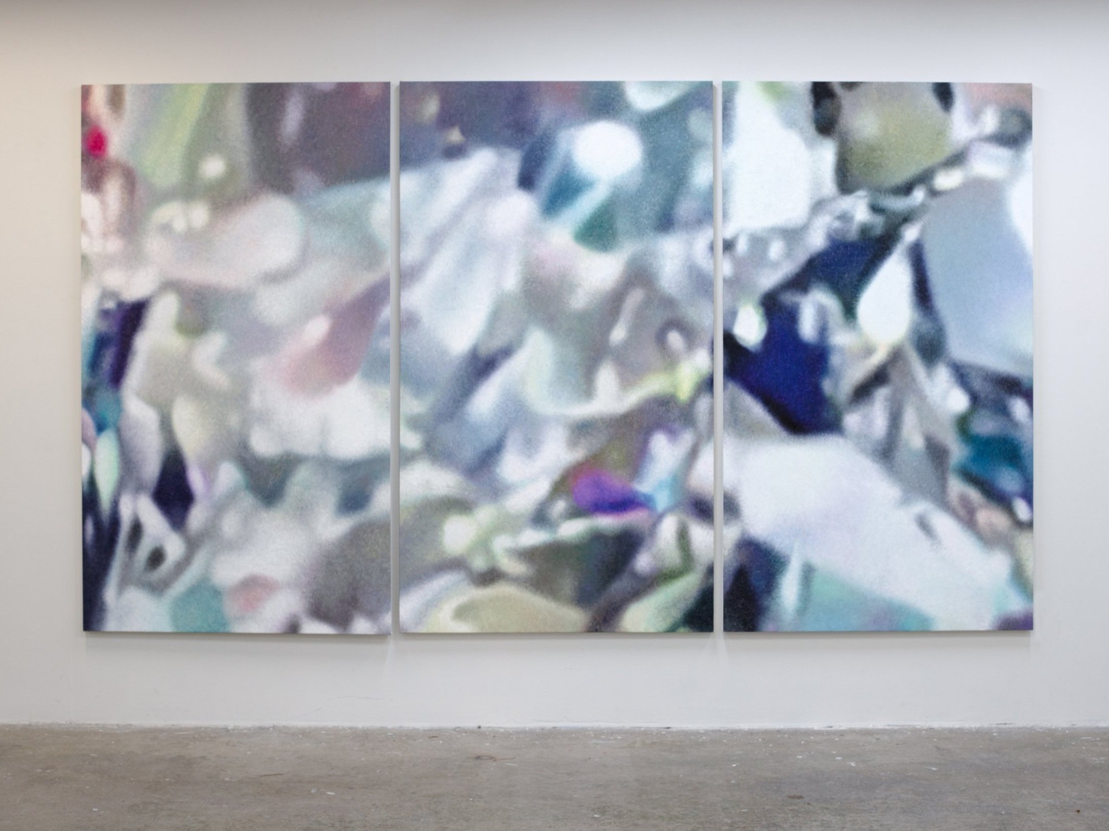  Evan Mazellan,  Drip (Kim) , Oil on canvas, In 3 parts, each: 84 x 48 inches 