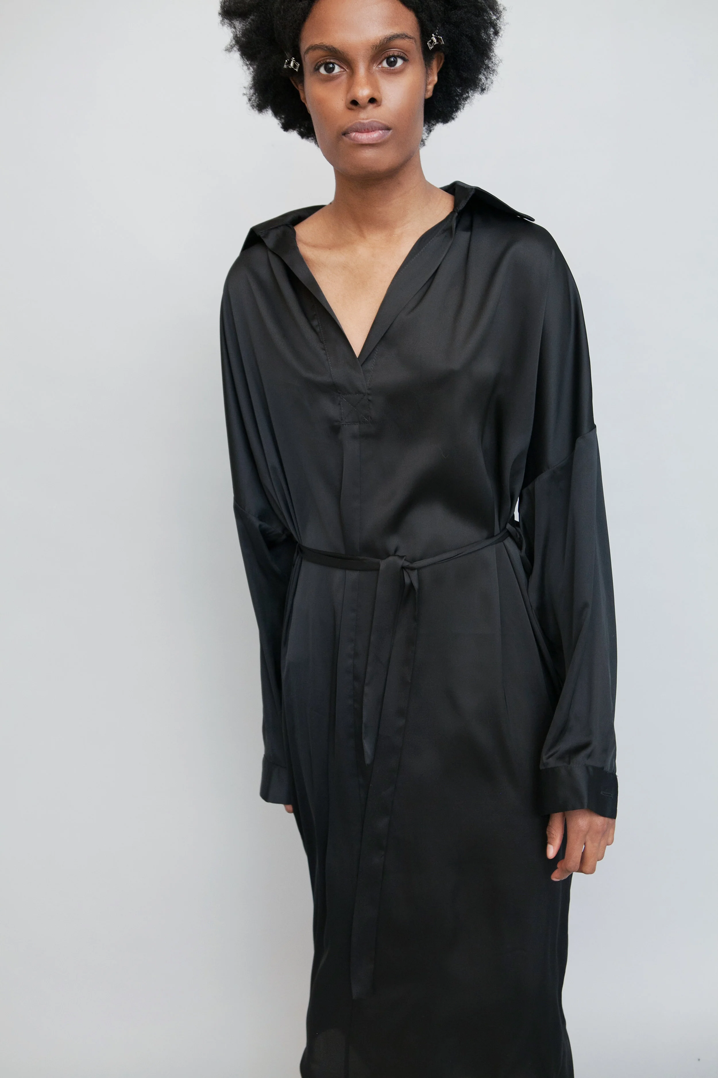 Lamar Black Silk Shirt Dress  Lera Pivovarova