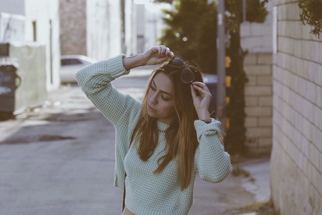 Sweater - TopShop | Shorts - BigStar | Boots - ShoeCult for NastyGal | Shades - RayBan || photos by Lane Toran