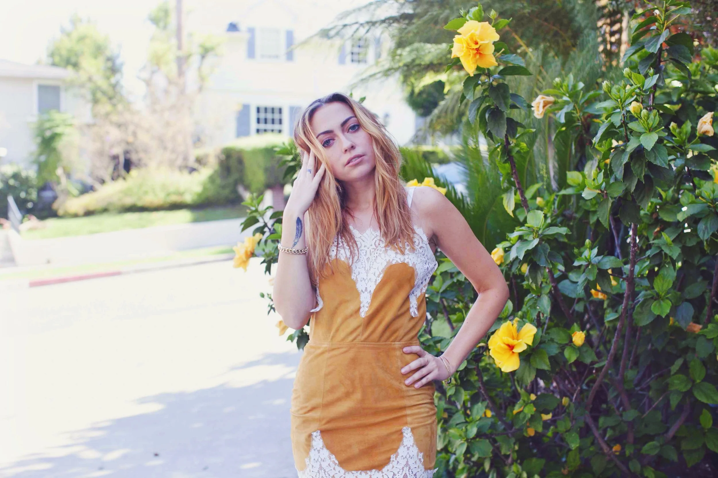 Dress - For Love & Lemons | Shoes - Shoecult by NastyGal | Bracelet - Martine Ali || Rad + Refined collaboration + glam by Stella Kae