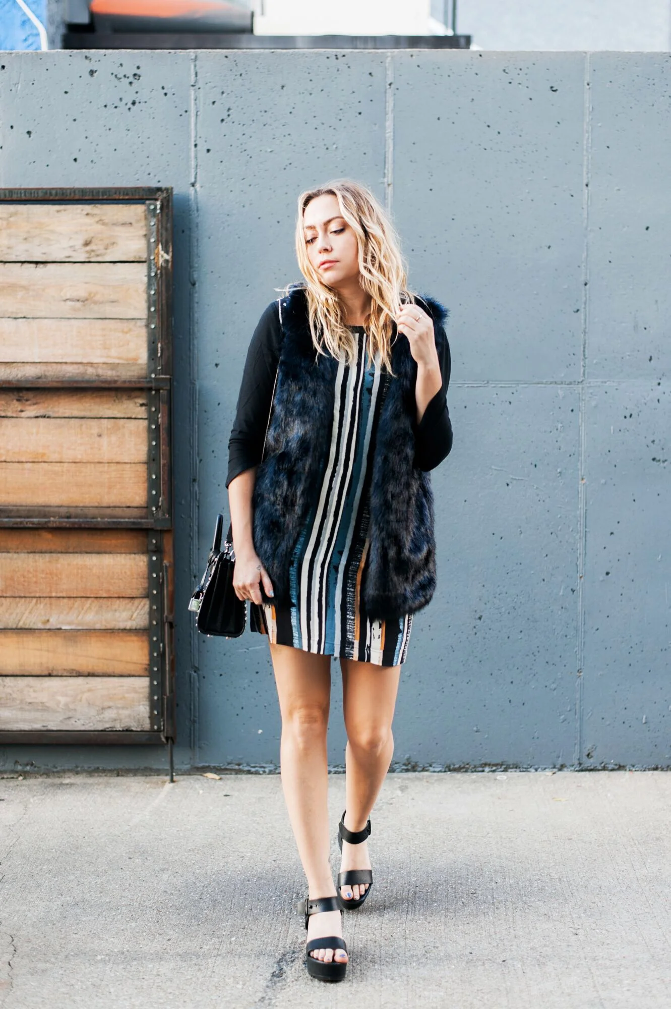 Dress - Ella Moss | Vest - Forever 21 | Sandals - Steve Madden | Bag - Saint Laurent || photos by Jamie Clayton