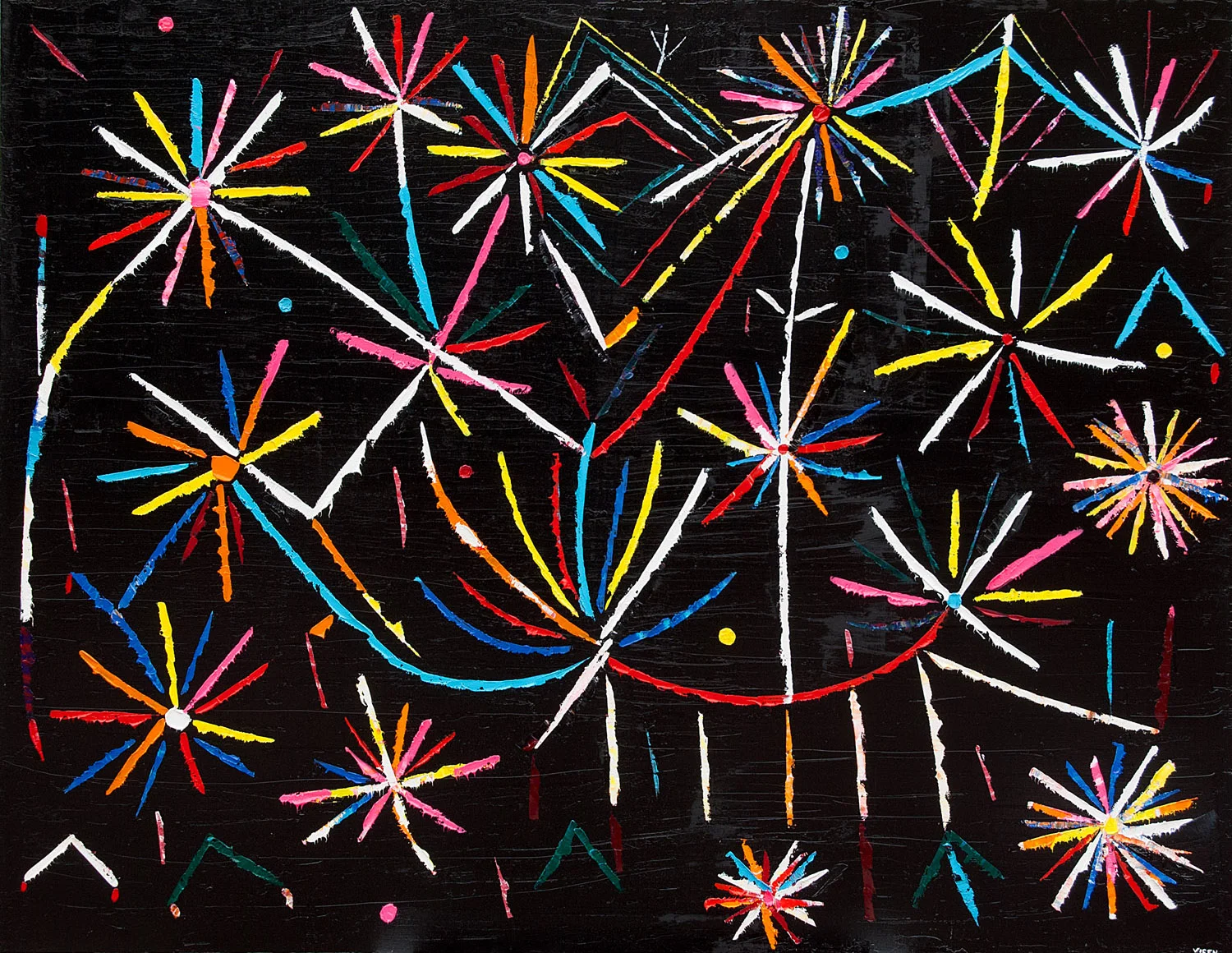Fuegos artificiales 146 x 114 óleo sobre lino