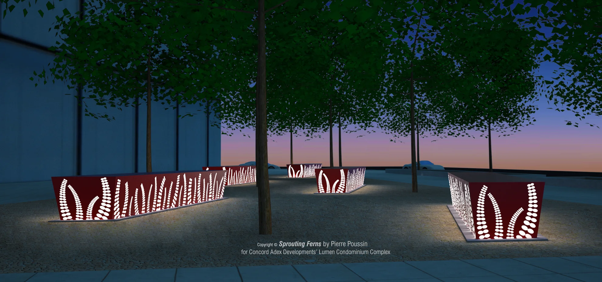 Sprouting Ferns - Concept Render by Pierre Poussin for Concord Adex Developments, Lumen Tower, Toronto, Ontario, Canada. Installation 2018.