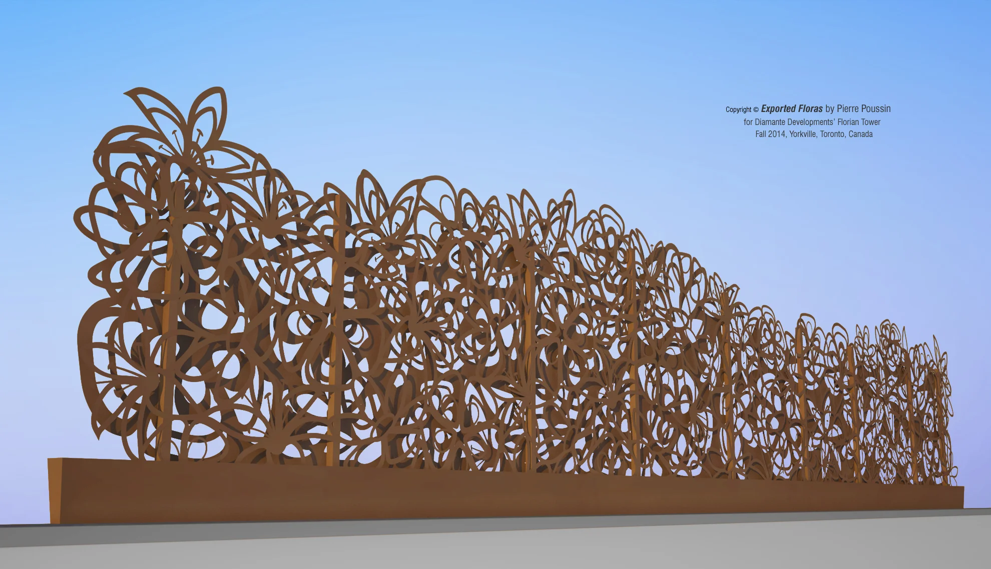 Exported Floras - Concept Render by Pierre Poussin for Diamante Development Corporation, The Florian Tower, Yorkville, Toronto, Ontario, Canada. Installation 2016.