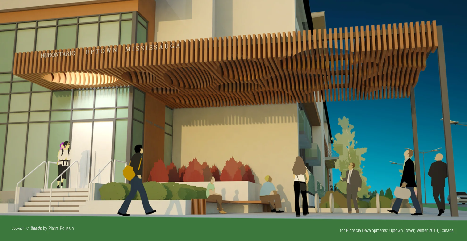 Seeds Canopy - Concept Render by Pierre Poussin for Pinnacle International Developments, Uptown Mississauga Crystal Tower, Mississauga, Ontario, Canada. Installation Winter 2017. 