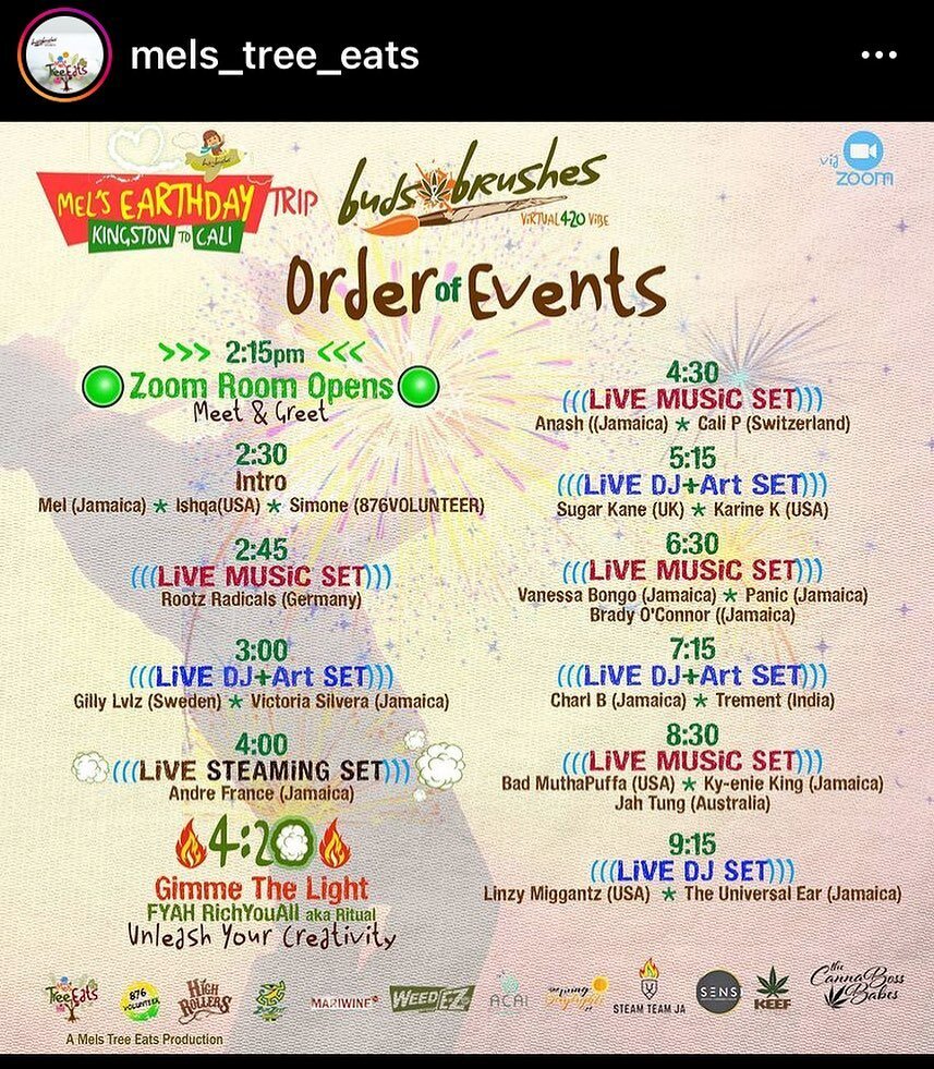 Tomorrow!!!!! @budsandbrushesja is some of the best digital times I had in SO SO LONG that epic last one with the Kingston Family. Bless up brother @the.universalear for the Yinvitation and the ever excellent @mels_tree_eats is the Hostress, Creatrix