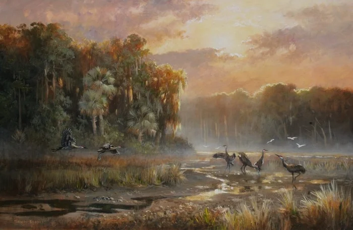 MORNING ARRIVAL- Sandhill Cranes - 20"x 30" SOLD