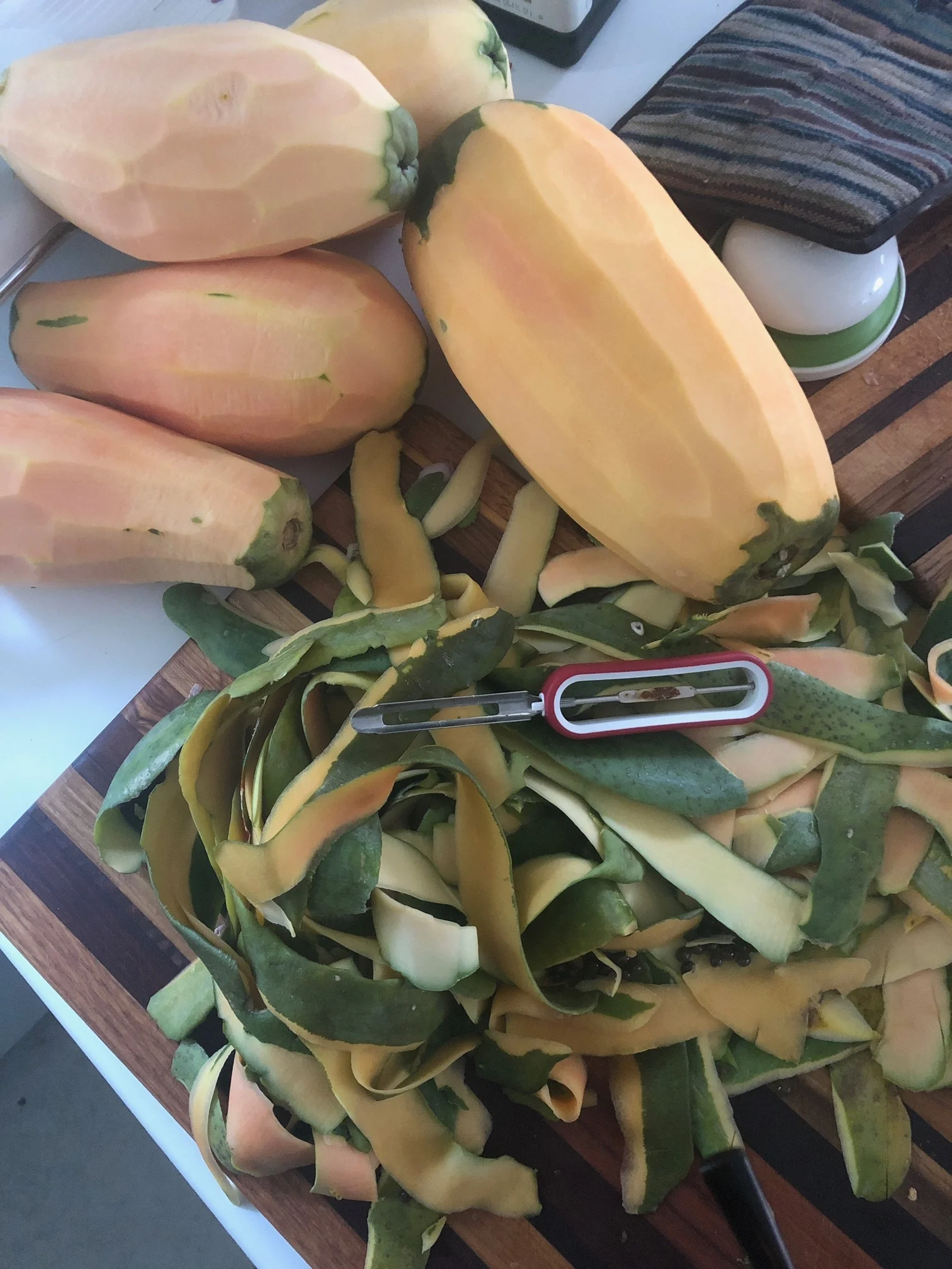 Peeled Papaya, ready to be julienned for the salad. Photo credit: William Smith