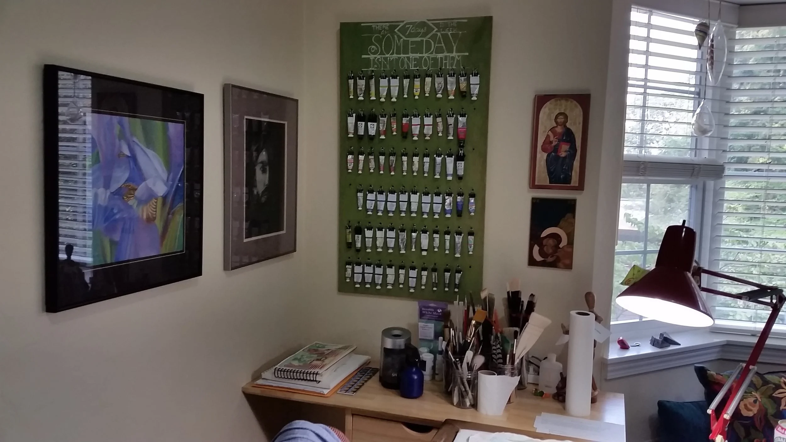 The finished board hanging in my studio!