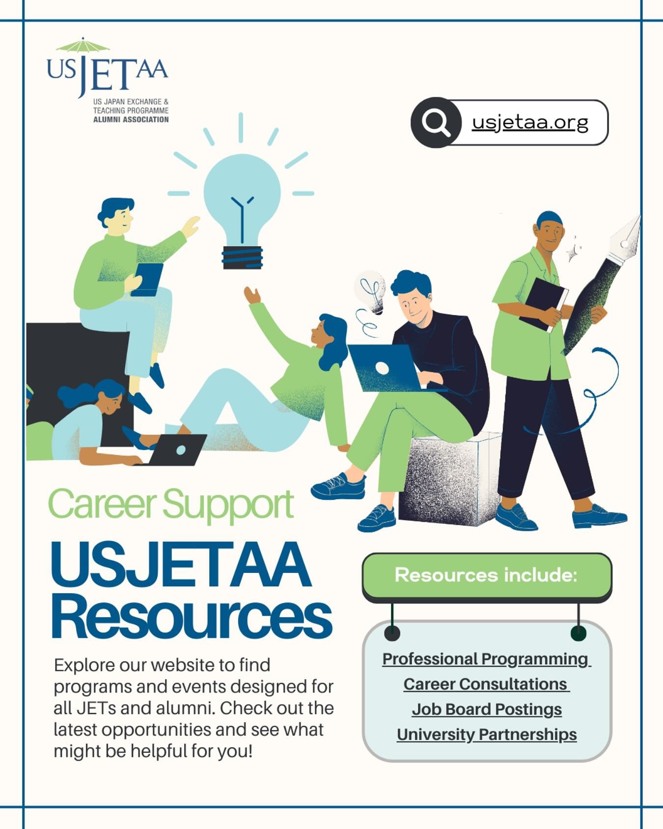 Looking for a new job? In transition? USJETAA is here for you! As current JETs and JET alumni, you have access to a wealth of career support resources. Link in bio to learn more!