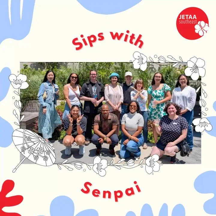 ☕️ Sips with Senpai ✨
Our outgoing JETs had the chance to connect with experienced senpai over coffee and conversation across the Southeast! From Atlanta to South Carolina, these meetups were full of advice, encouragement, and excitement for the jour