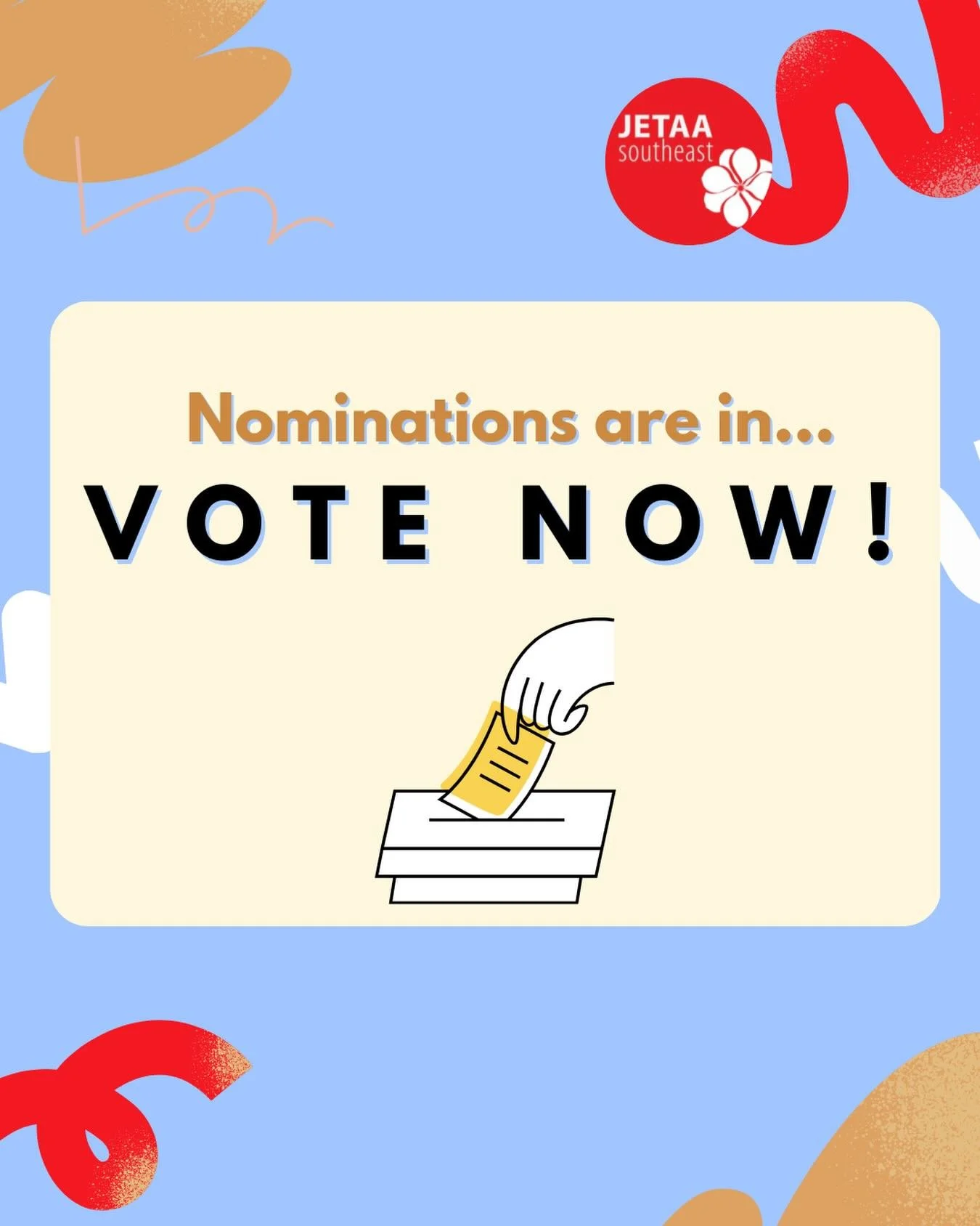 🗳️ Nominations for the 2026 JETAASE board are in! Vote now at the link in our bio! The voting period is from February 25th - 27th, so be sure to make your voice heard!