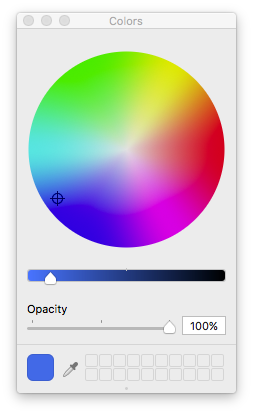 #1E70E7 in sRGB shown in a device independent color wheel