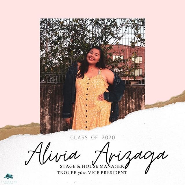 Allow us to introduce Chicago-bound stage manager ALIVIA ARIZAGA as our next 2020 senior! Alivia, good luck with your continued pursuit of your passion!